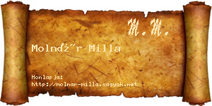Molnár Milla névjegykártya